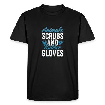 Animals, Scrubs And Rubber Gloves Vet Pets Veterin - Men's Premium Organic T-Shirt - black - Front - Nico (187cm)