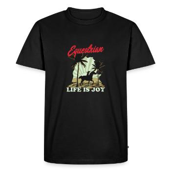 Vie équestre Équitation Fille Cheval - T-shirt Premium bio Homme - noir - Devant - Nico (187cm)