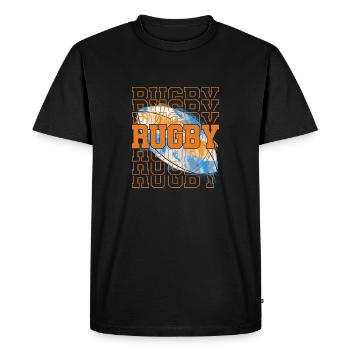 Maillot France Rugby Homme Femme Enfant Joueur - T-shirt Premium bio Homme - noir - Devant - Nico (187cm)