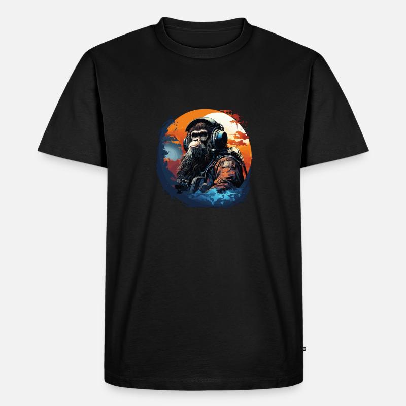 Cooler Affe mit Kopfhörer - Ape, Monkey Graphics - Männer Premium Bio T-Shirt - Schwarz