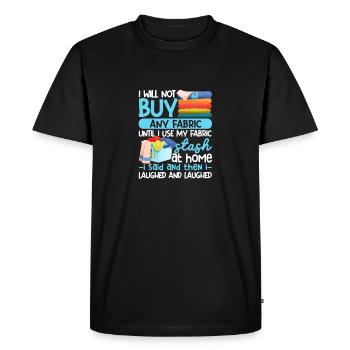 Je ne vais pas acheter de matelassage pour machine à coudre en tissu - T-shirt Premium bio Homme - noir - Devant - Nico (187cm)