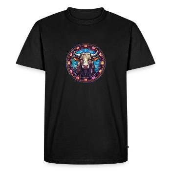 Stained Glass Art - Stylish Colorful Cow - Men's Premium Organic T-Shirt - black - Front - Nico (187cm)