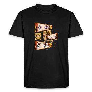Sentiments Amour Bonheur Manga Anime - T-shirt Premium bio Homme - noir - Devant - Nico (187cm)