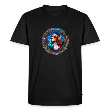 I love Beagle and Stained Glass Art - Funny and Un - Men's Premium Organic T-Shirt - black - Front - Nico (187cm)