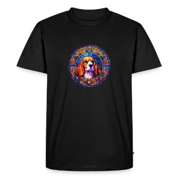 Stained Glass Design - Beagle Dog in Stained Glass - Men's Premium Organic T-Shirt - black - Front - Nico (187cm)