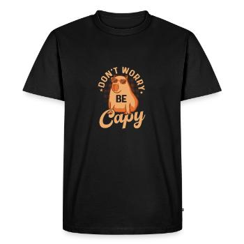 Don't Worry Be Capy Capybara Rodent Mammal - Men's Premium Organic T-Shirt - black - Front - Nico (187cm)