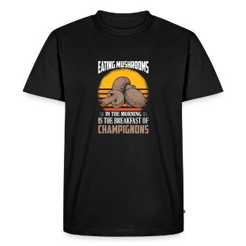 Eating Mushrooms In The Morning Fungus Mycologist - Men's Premium Organic T-Shirt - black - Front - Nico (187cm)