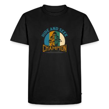 Mycologue champignon champion de cache-cache - T-shirt Premium bio Homme - noir - Devant - Nico (187cm)