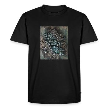 Steampunk Fleurs vintage avec engrenages - T-shirt Premium bio Homme - noir - Devant - Nico (187cm)