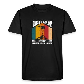 I Jump Out Of Planes Skydiving Skydiver - Men's Premium Organic T-Shirt - black - Front - Nico (187cm)