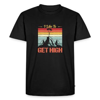 I Like To Get High Skydiver Skydiving - Men's Premium Organic T-Shirt - black - Front - Nico (187cm)