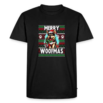 Drôle de conception de Noël de chien de berger allemand - Merry - T-shirt Premium bio Homme - noir - Devant - Nico (187cm)