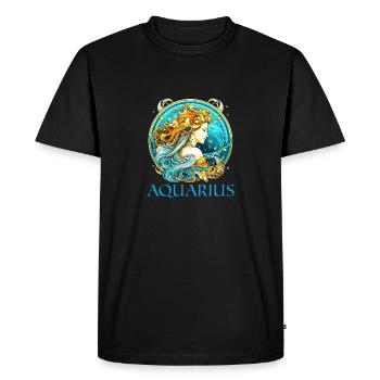 Graphique de l’horoscope du zodiaque - Signe du zodiaque Verseau - T-shirt Premium bio Homme - noir - Devant - Nico (187cm)