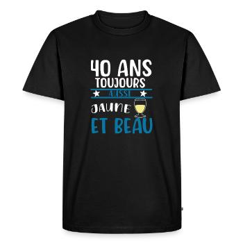 40 ans cadeau anniversaire homme humour beauf - T-shirt Premium bio Homme - noir - Devant - Nico (187cm)