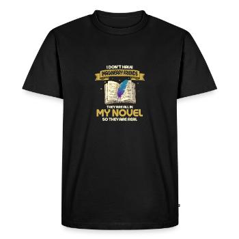 Je n’ai pas d’amis imaginaires Auteur Écrivain Nove - T-shirt Premium bio Homme - noir - Devant - Nico (187cm)