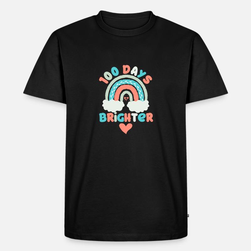 100 Days Brighter Teacher Student - Männer Premium Bio T-Shirt - Schwarz