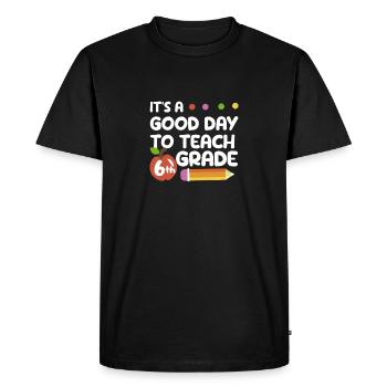 It's a good day to give a teacher - Men's Premium Organic T-Shirt - black - Front - Nico (187cm)