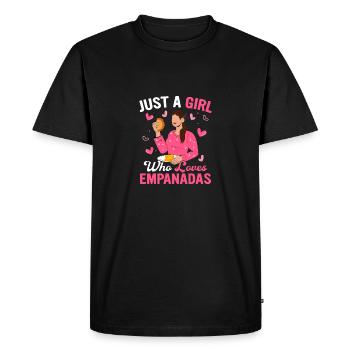 Juste une fille qui aime la pâtisserie latine Empanadas - T-shirt Premium bio Homme - noir - Devant - Nico (187cm)