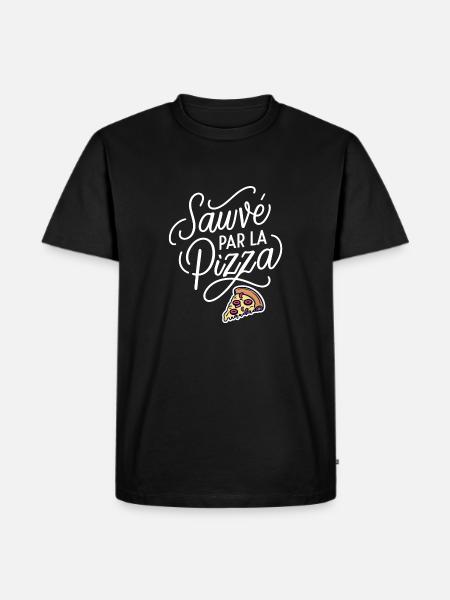 Sauvé par la pizza - T-shirt Premium bio Homme - noir