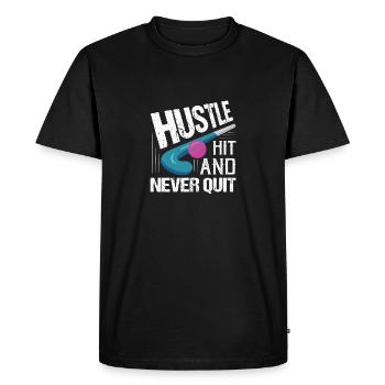 Hustle, Hit, And Never Quit Player Field Hockey - Men's Premium Organic T-Shirt - black - Front - Nico (187cm)