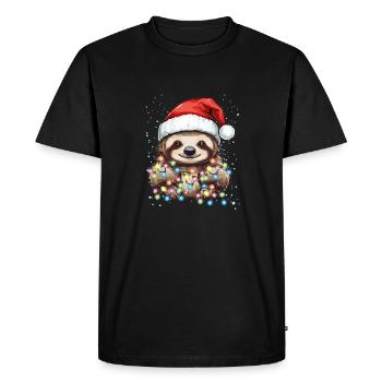Conception de Noël sur le thème de paresseux - Noël paresseux mignon - T-shirt Premium bio Homme - noir - Devant - Nico (187cm)