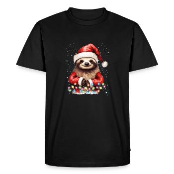 Drôle de paresseux Noël, paresseux paresseux Noël Graphi - T-shirt Premium bio Homme - noir - Devant - Nico (187cm)