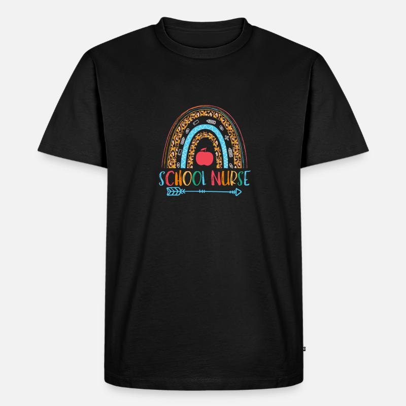Schulkrankenschwester Regenbogen Leopard - Männer Premium Bio T-Shirt - Schwarz