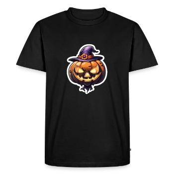 Halloween - Pumpkin Witch Hat - Men's Premium Organic T-Shirt - black - Front - Nico (187cm)