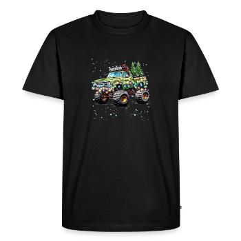 Monster Truck Christmas Cool Graphic Design - Men's Premium Organic T-Shirt - black - Front - Nico (187cm)