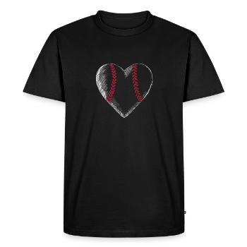 Coeur de baseball Saint-Valentin drôle Couple assorti - T-shirt Premium bio Homme - noir - Devant - Nico (187cm)