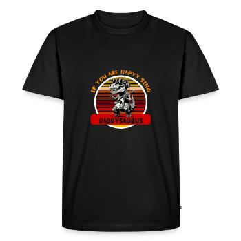 T-shirt drôle :"Papa dinosaure T-shirt drôle » - T-shirt Premium bio Homme - noir - Devant - Nico (187cm)