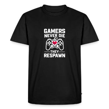 Gamers Never Die They Respawn - Men's Premium Organic T-Shirt - black - Front - Nico (187cm)