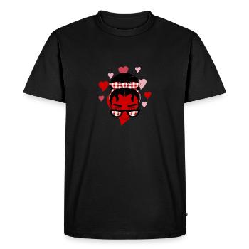 Girl Messy Bun Buffalo Red Plaid - Men's Premium Organic T-Shirt - black - Front - Nico (187cm)