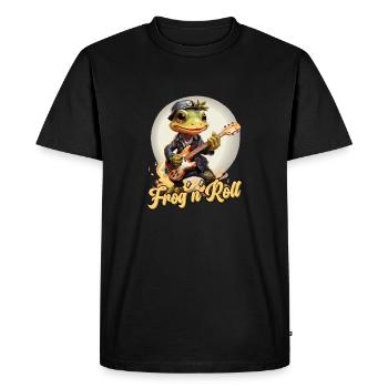 Drôle de grenouille avec guitare, disant - T-shirt Premium bio Homme - noir - Devant - Nico (187cm)