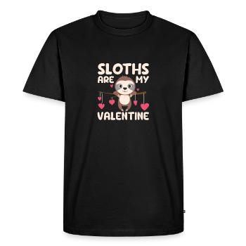 Sloths Are My Valentine Sloth Lover Animal Va - Men's Premium Organic T-Shirt - black - Front - Nico (187cm)