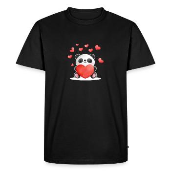 La Saint-Valentin Coeurs de Panda Coeur de Pandas Mignons - T-shirt Premium bio Homme - noir - Devant - Nico (187cm)