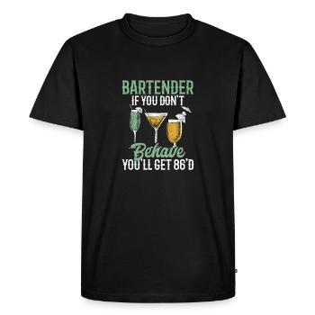 Barman : Si vous ne vous comportez pas, vous obtiendrez 86'd Mixo - T-shirt Premium bio Homme - noir - Devant - Nico (187cm)