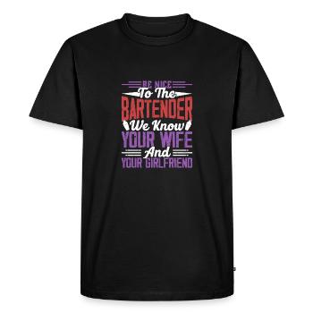 Soyez gentil avec le barman Barman Cocktail Barman - T-shirt Premium bio Homme - noir - Devant - Nico (187cm)
