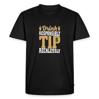 Buvez de manière responsable Pourboire imprudemment Barman Cocktai - T-shirt Premium bio Homme - noir - Devant - Nico (187cm)