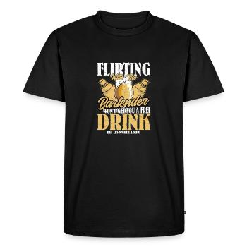 Flirter avec le barman Barman Cocktail Barten - T-shirt Premium bio Homme - noir - Devant - Nico (187cm)