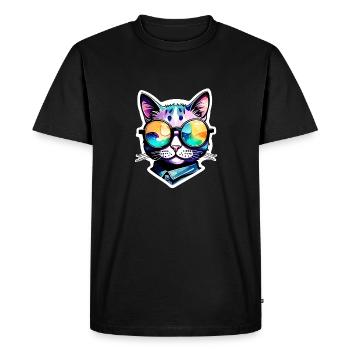 Chat avec lunettes de soleil - chat avec lunettes - T-shirt Premium bio Homme - noir - Devant - Nico (187cm)