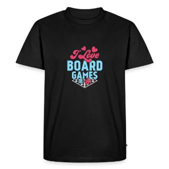 I Love Board Games Nerd Gamer Tabletop Player - Men's Premium Organic T-Shirt - black - Front - Nico (187cm)