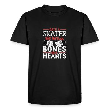 Date Un Patineur Nous Cassons Des Os Pas Des Coeurs Skate Skat - T-shirt Premium bio Homme - noir - Devant - Nico (187cm)