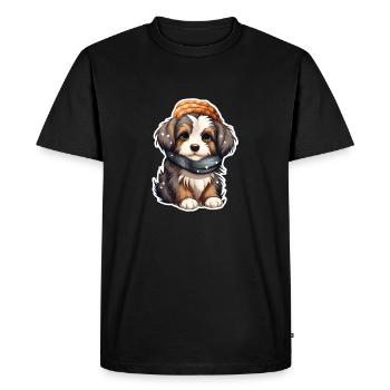 Winter Wauzi in the snow - Men's Premium Organic T-Shirt - black - Front - Nico (187cm)