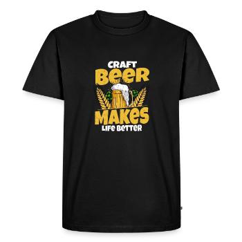 La bière artisanale rend la vie meilleure Brew Brewer Homebrew - T-shirt Premium bio Homme - noir - Devant - Nico (187cm)