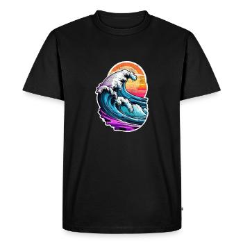vague - été - vacances - vintage - T-shirt Premium bio Homme - noir - Devant - Nico (187cm)