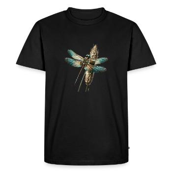 Dragonfly on the reeds - Men's Premium Organic T-Shirt - black - Front - Nico (187cm)