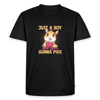 Just A Boy Who Loves Guinea Pigs Rodent Cavy Lover - Men's Premium Organic T-Shirt - black - Front - Nico (187cm)