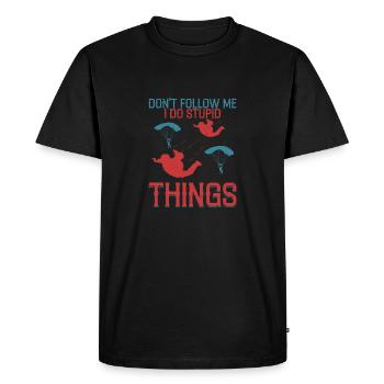 Ne me suis pas, je fais des choses stupides Parach parachutiste - T-shirt Premium bio Homme - noir - Devant - Nico (187cm)