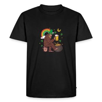 Leprechaun Bigfoot Saint Patrick's Day Rainbow - Men's Premium Organic T-Shirt - black - Front - Nico (187cm)